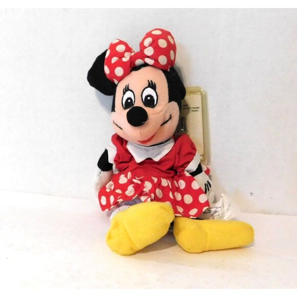 Disney Store Minnie Mouse Mini Bean Bag Plush Red Polka Dot Dress Yellow Shoes - Picture 1 of 4